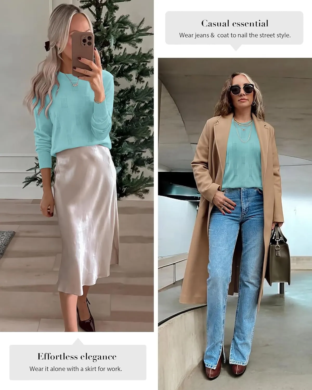 ATHMILE Womens Sweaters Knit Long Sleeve Pullover Tops Trendy Dressy Business Casual Winter Clothes Outfit Fashion 2025