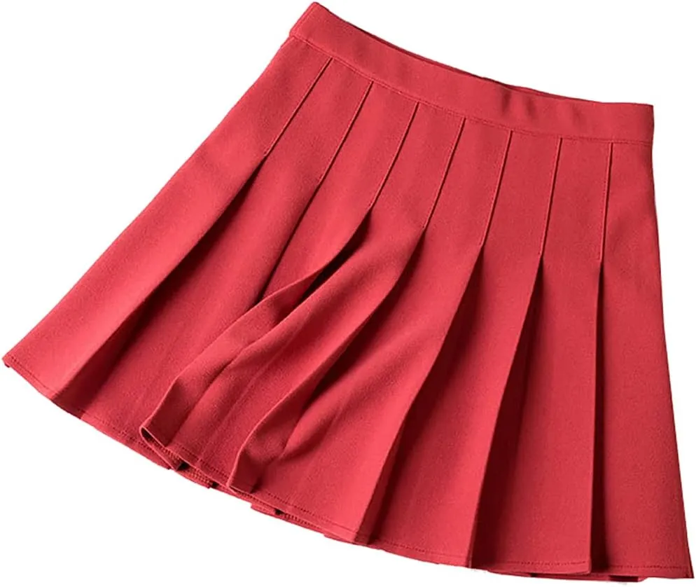 AULKEEP Womens Black Mini Pleated Skirts Goth High Waist A Line Punk Skirt School Uniform Short Skirts with Belt