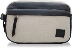 Avalanche Travel Toiletry BagOrganizer Essential Dopp Kit Accessories bag (Natural w Vegan Leather Trim)