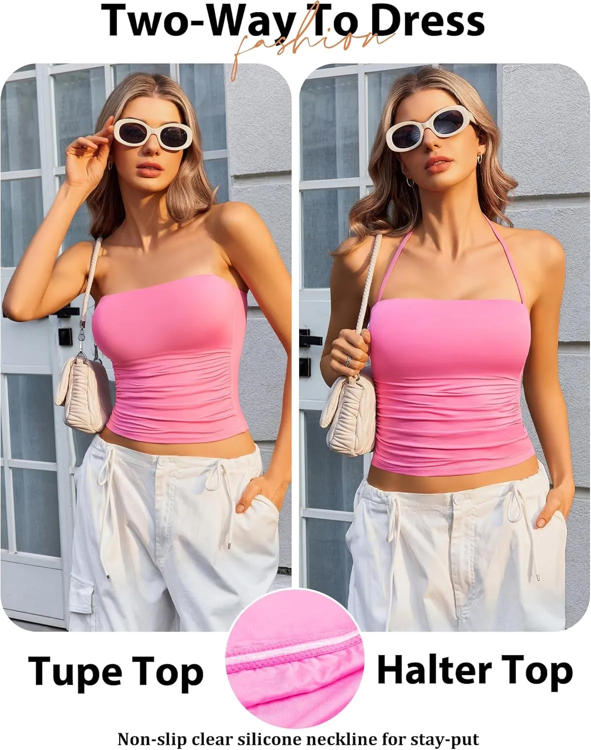Avidlove Halter Tops for Women Going Out Double Lined Sexy Crop Tank Top Ruched Slim Fit Cami Y2K Outfits