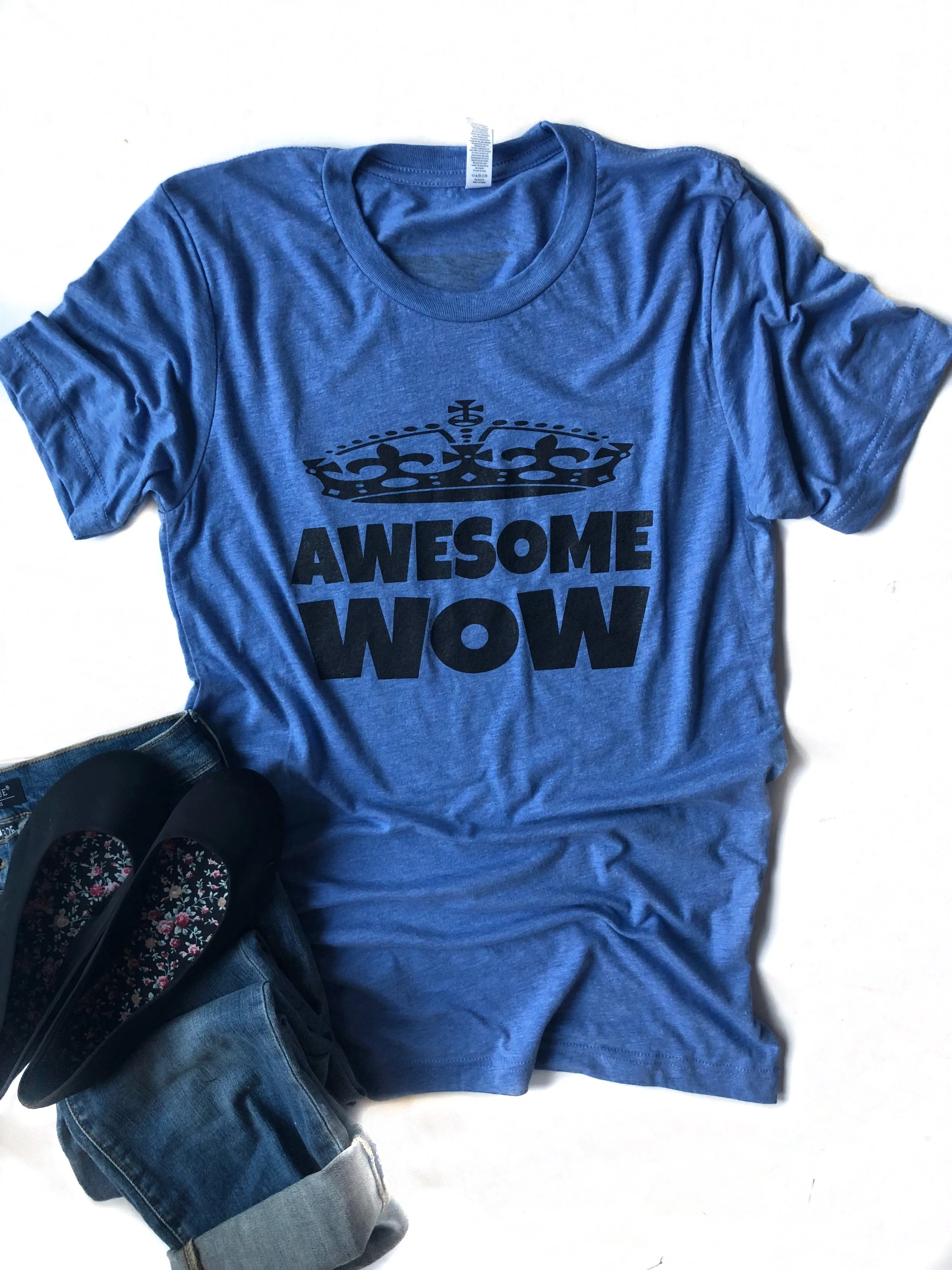 Awesome Wow Graphic Tee in Blue