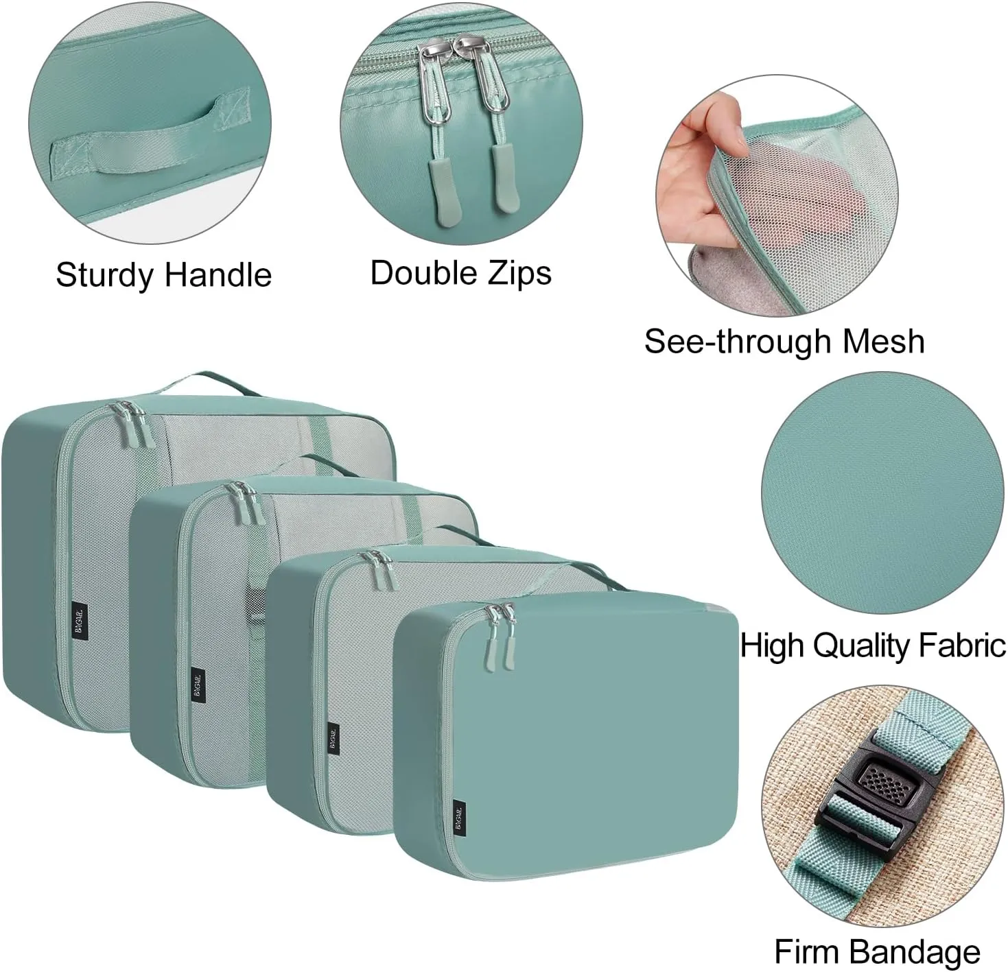 BAGAIL 8 Set Packing Cubes Luggage Packing Organizers for Travel Accessories (Dusty Teal)