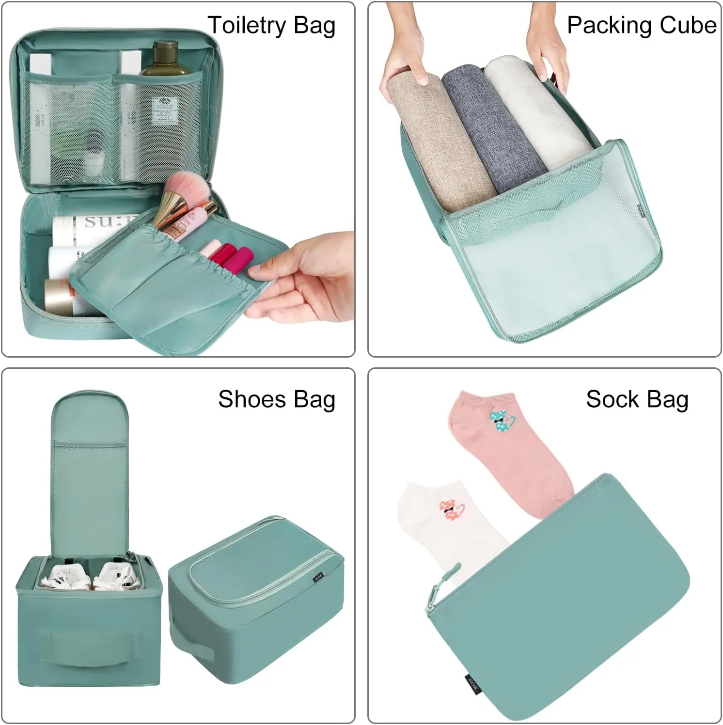 BAGAIL 8 Set Packing Cubes Luggage Packing Organizers for Travel Accessories (Dusty Teal)