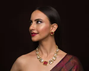 Baroque Pearl Necklace Set With Earrings