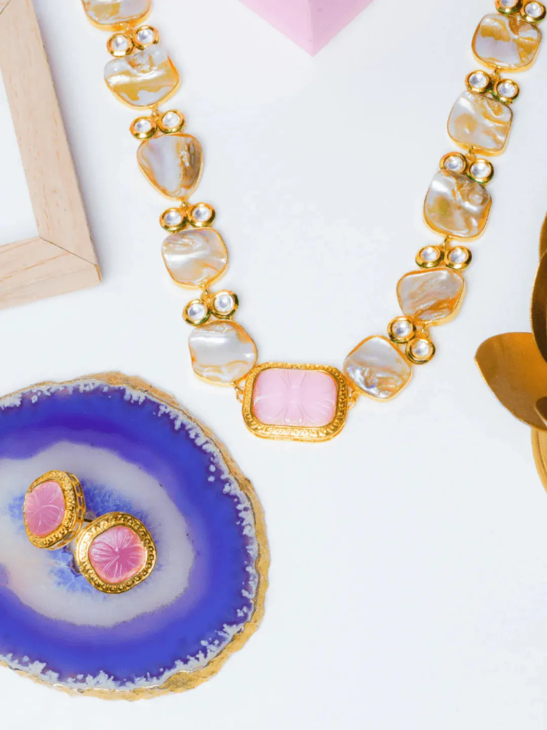 Baroque Pearl Necklace Set With Earrings