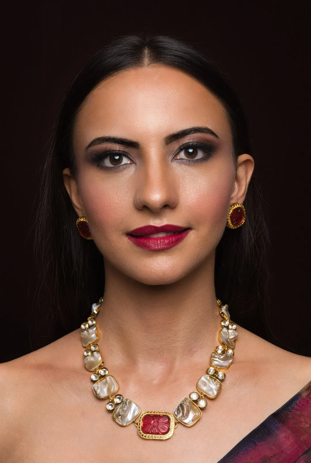 Baroque Pearl Necklace Set With Earrings
