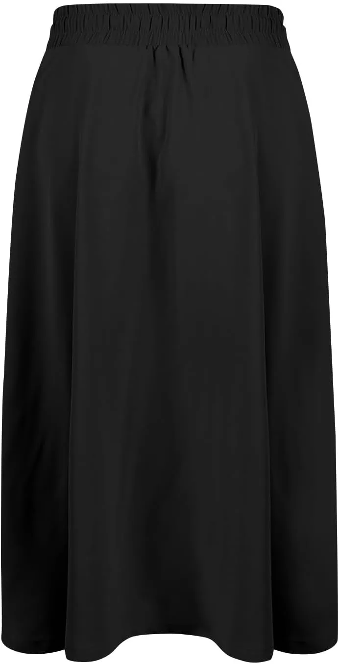 Beach Skirts for Women Drawstring Elastic Waist Summer Midi Skirt A Line Smocked Skirts Knee Length with Pockets