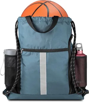 BeeGreen Drawstring Backpack Sports Gym Bag With Shoe Compartment and Two Water Bottle Holder  BeeGreen Drawstring Backpack Sports Gym Bag With Shoe Compartment and Two Water Bottle Holder