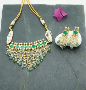 Bejeweled Kundan Choker with Earrings (Necklace and Earrings Set)