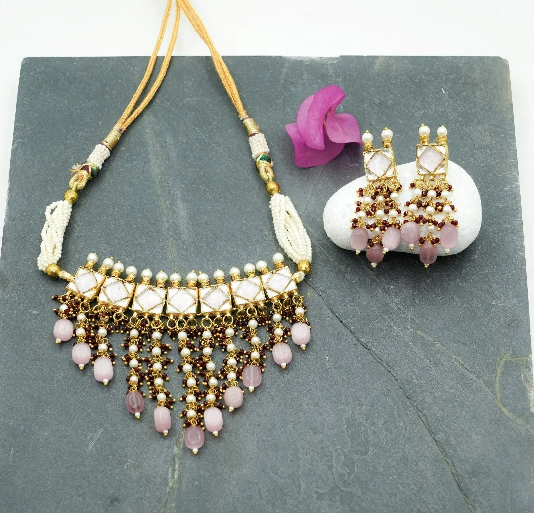 Bejeweled Kundan Choker with Earrings (Necklace and Earrings Set)