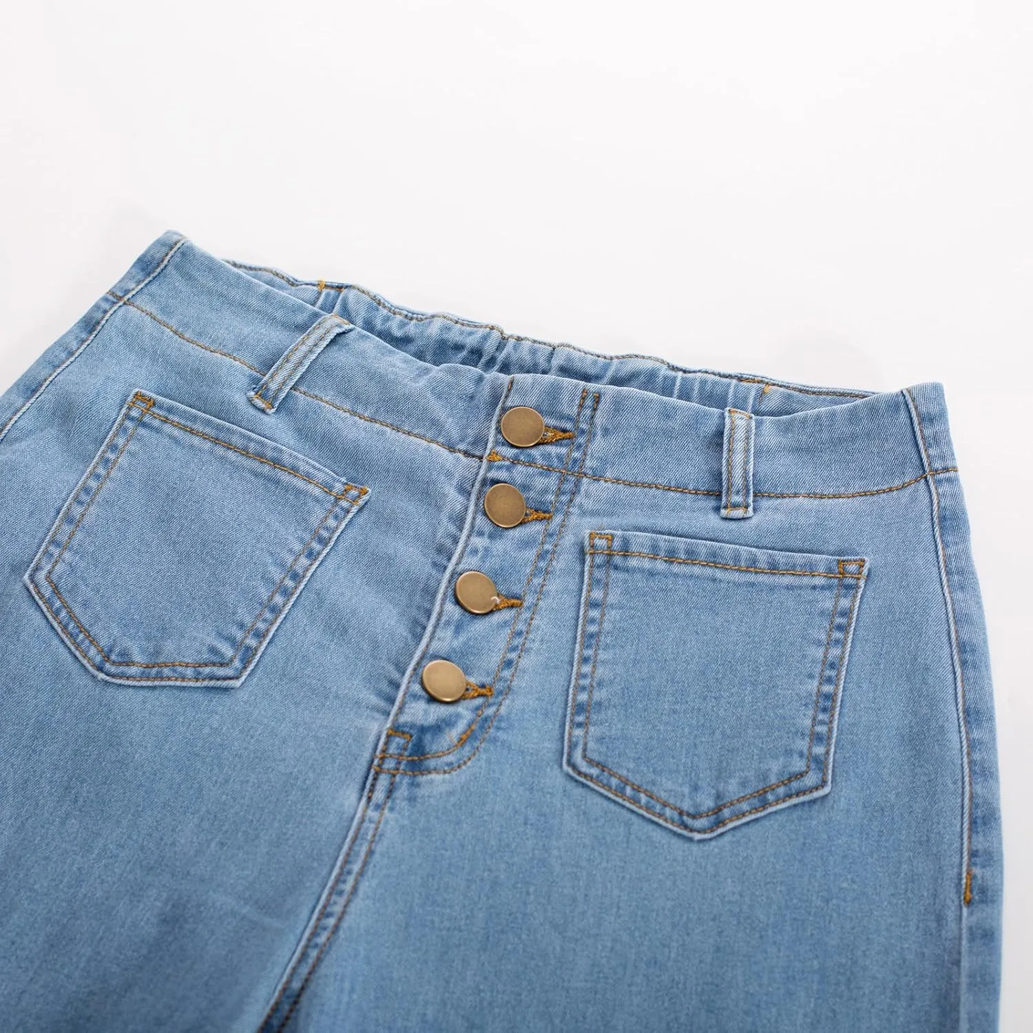 Belle Poque Women's Wide Leg Jeans High Waisted Stretchy Straight Leg Button Fly Denim Pants Trousers with Pockets