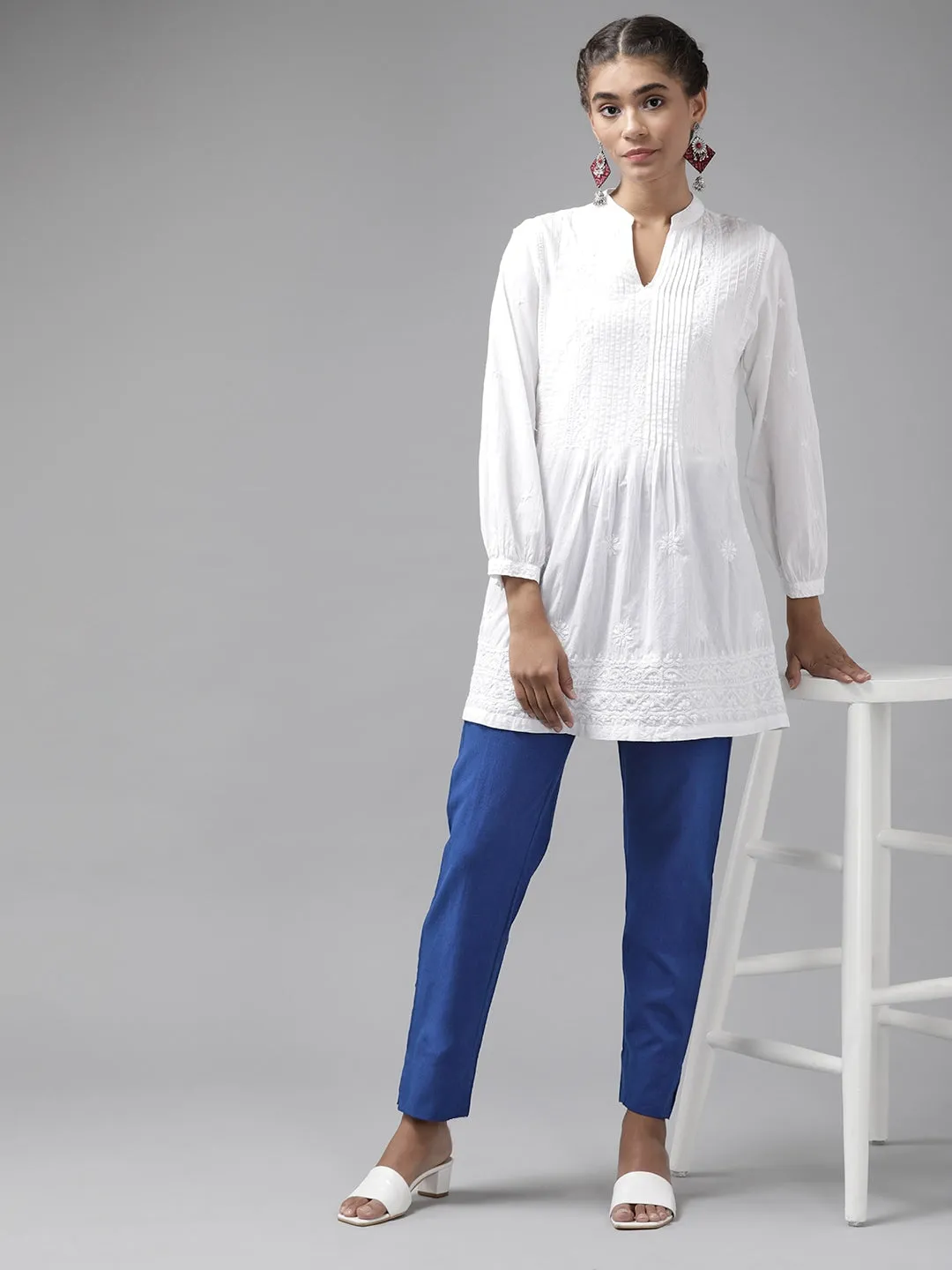 Blue Cotton Fit Trousers