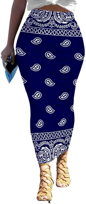 Bodycon Pencil Skirt for Women Slim fit Ruched High Waist Plus Size Midi Skirt Party Club Night Out Wrap Long Skirt