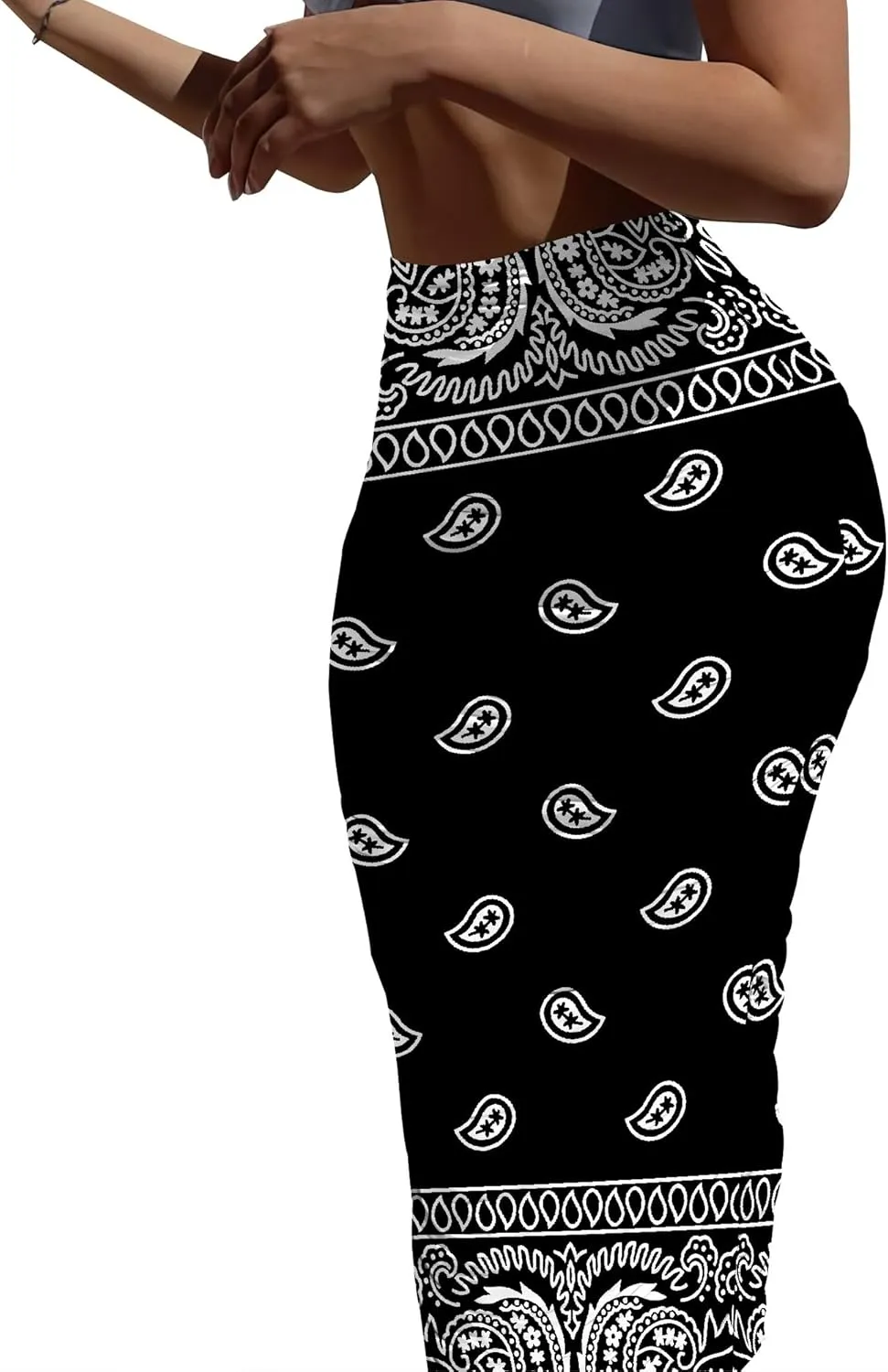 Bodycon Pencil Skirt for Women Slim fit Ruched High Waist Plus Size Midi Skirt Party Club Night Out Wrap Long Skirt