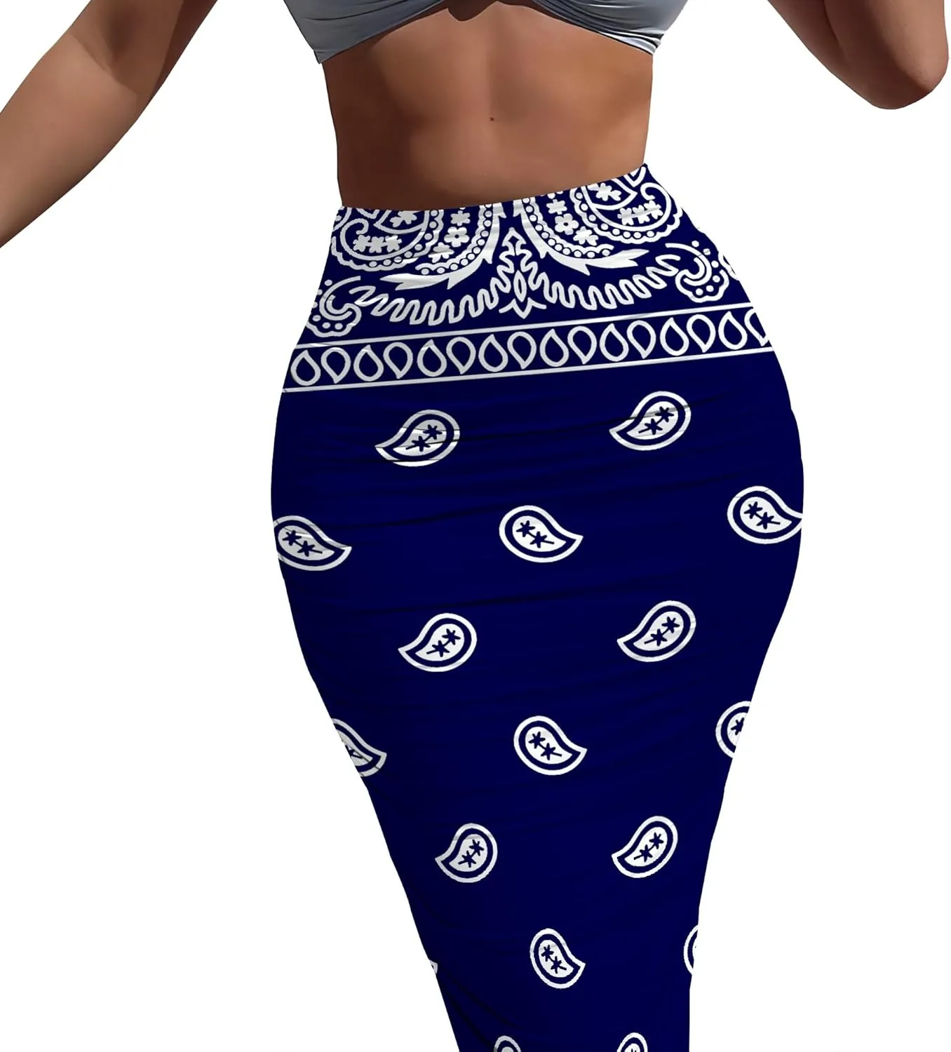 Bodycon Pencil Skirt for Women Slim fit Ruched High Waist Plus Size Midi Skirt Party Club Night Out Wrap Long Skirt