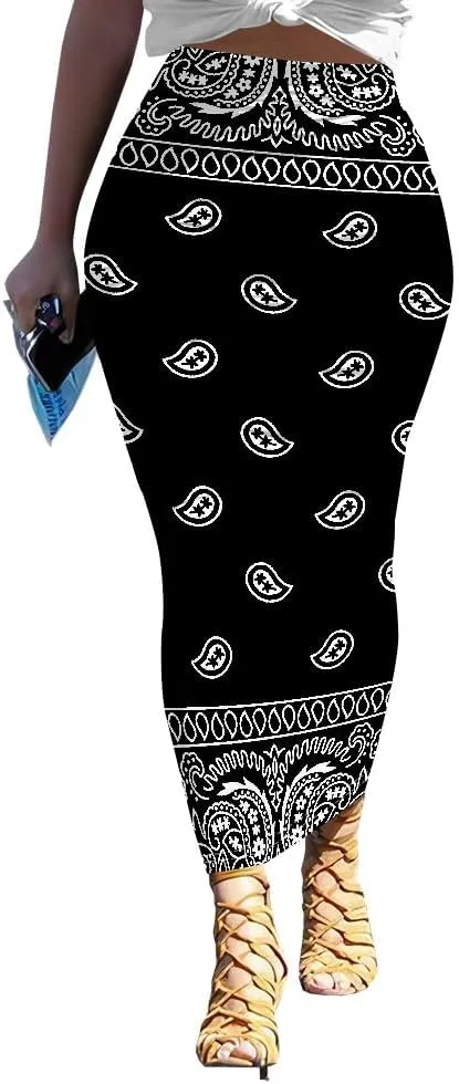 Bodycon Pencil Skirt for Women Slim fit Ruched High Waist Plus Size Midi Skirt Party Club Night Out Wrap Long Skirt