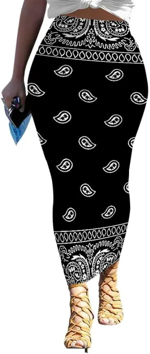 Bodycon Pencil Skirt for Women Slim fit Ruched High Waist Plus Size Midi Skirt Party Club Night Out Wrap Long Skirt