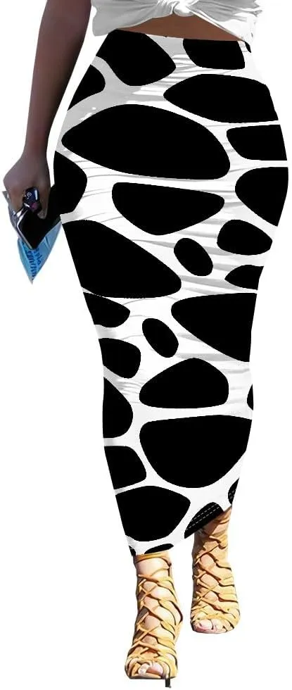 Bodycon Pencil Skirt for Women Slim fit Ruched High Waist Plus Size Midi Skirt Party Club Night Out Wrap Long Skirt