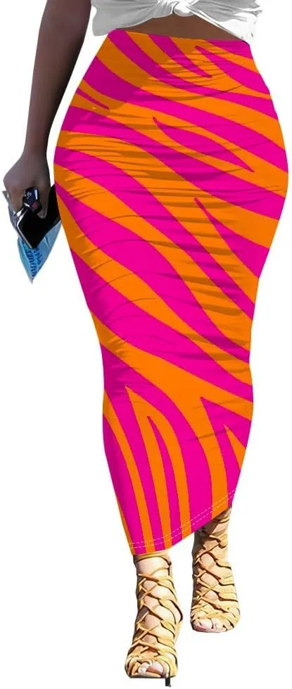 Bodycon Pencil Skirt for Women Slim fit Ruched High Waist Plus Size Midi Skirt Party Club Night Out Wrap Long Skirt