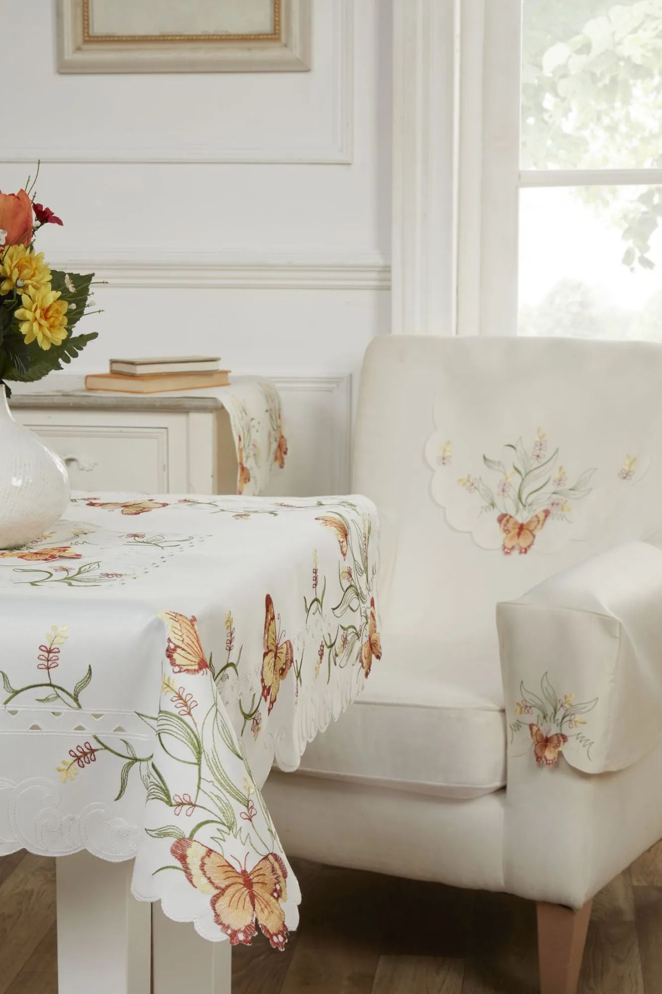 Butterfly Embroidered Tray Cloth