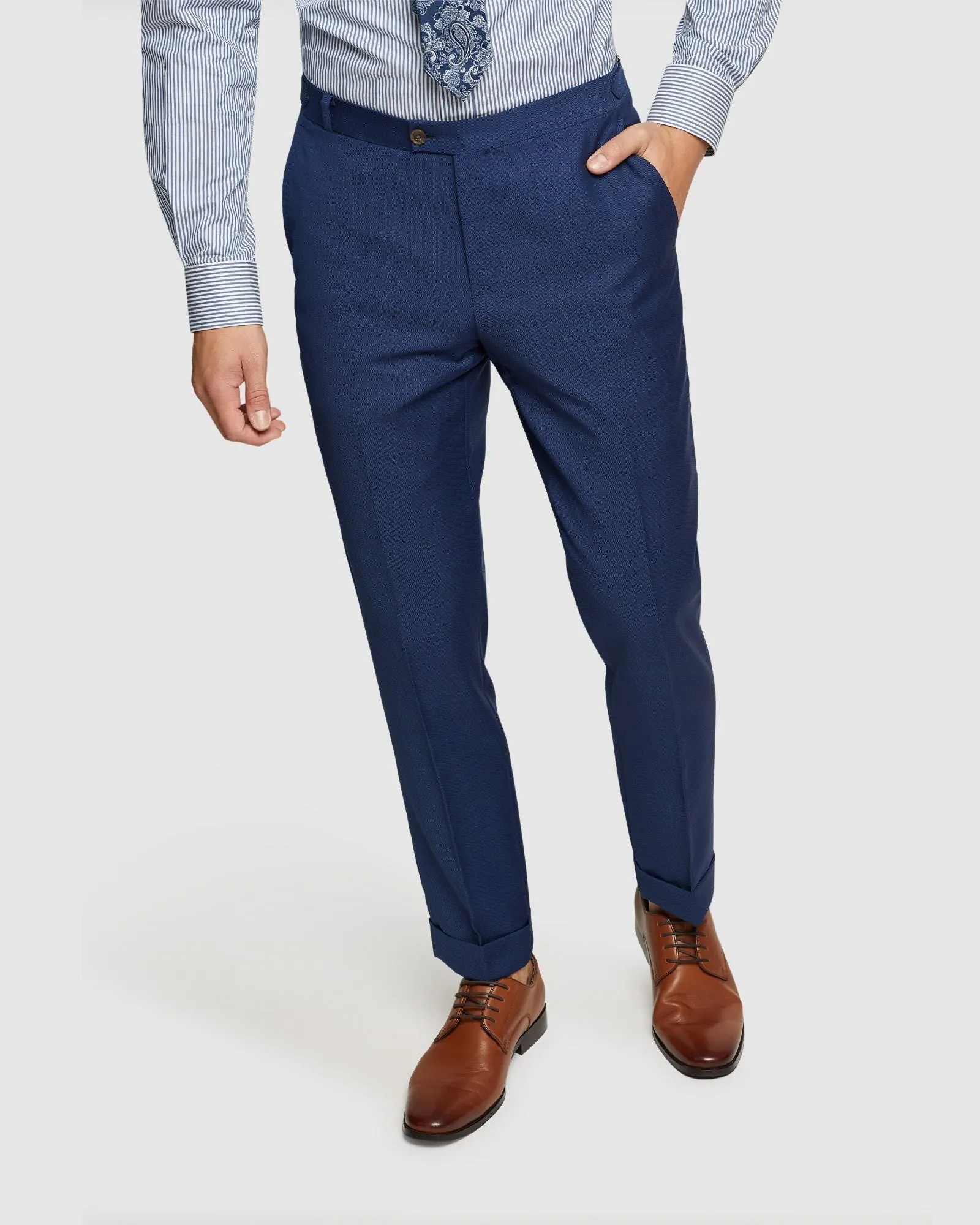 Byron Folded Cuff Wool Suit Trousers