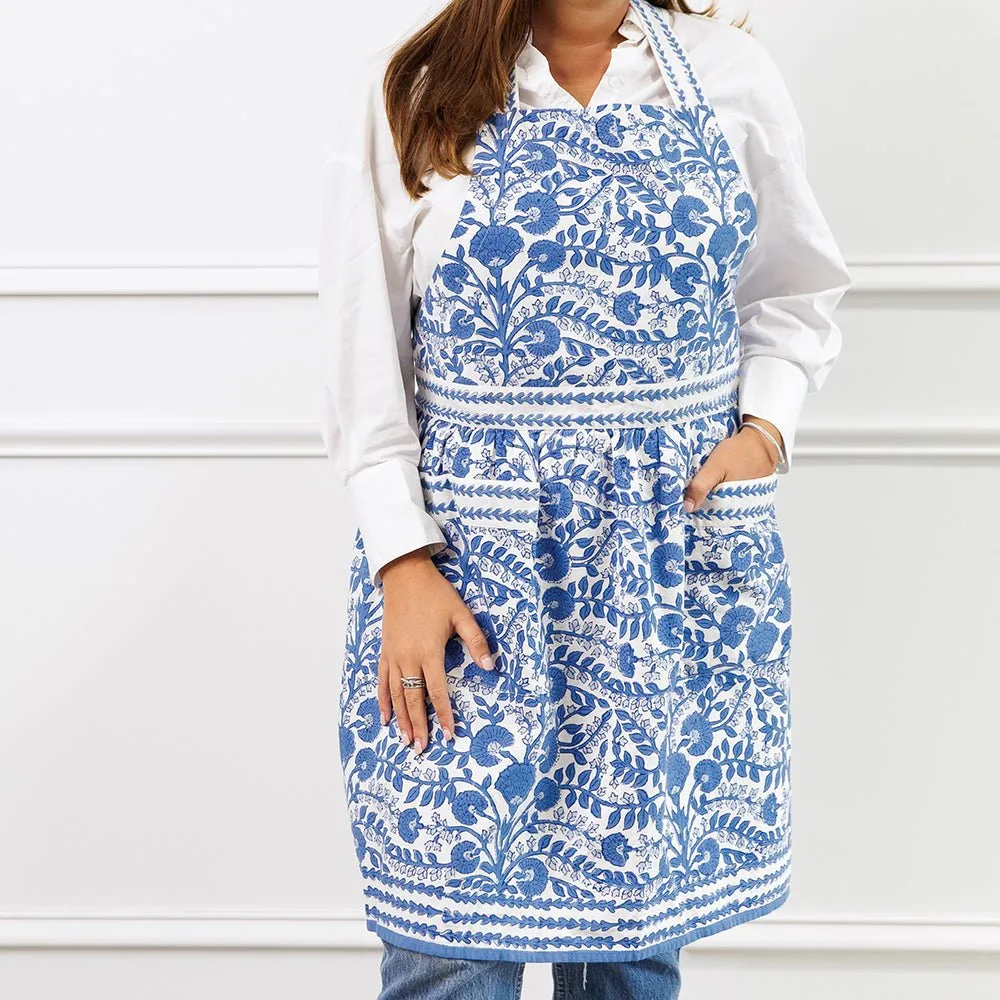 Cactus Flower Blue Apron