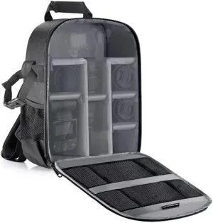 Camera Backpack Flexible Partition Padded Bag Shockproof Insert Protection for SLR DSLR Mirrorless Cameras and Lenses(Gray)