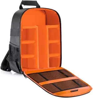 Camera Backpack Flexible Partition Padded Bag Shockproof Insert Protection for SLR DSLR Mirrorless Cameras and Lenses(Orange)