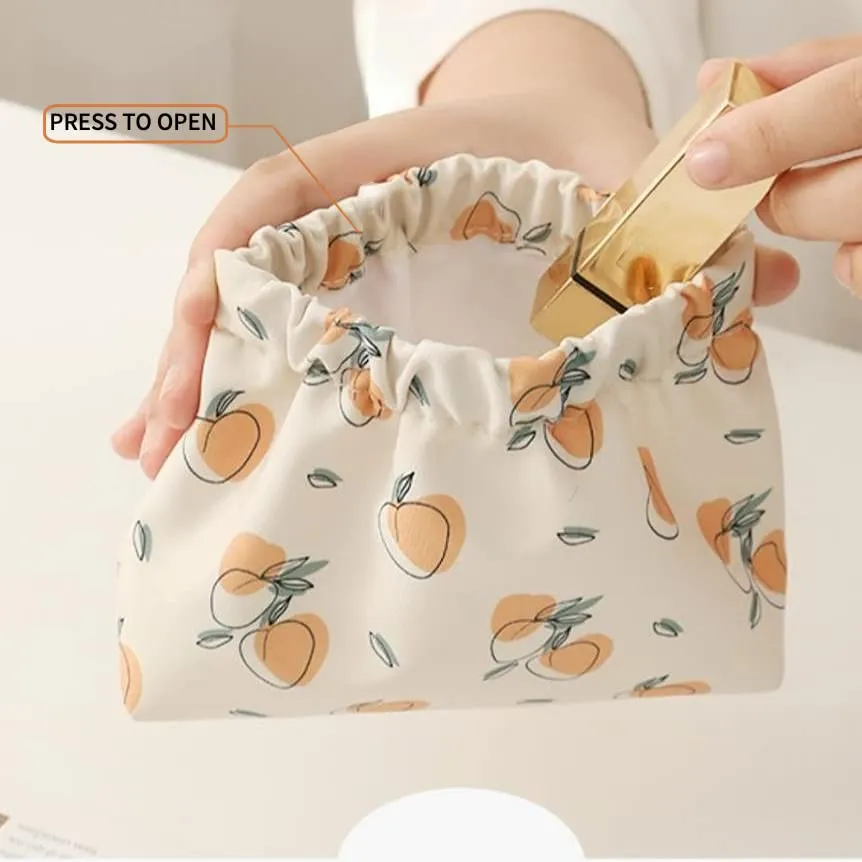 Canvas Makeup Bags Cosmetic Bag for Women Travel Toiletry Bag Accessories Organizer (Beige Blue)