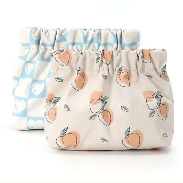 Canvas Makeup Bags Cosmetic Bag for Women Travel Toiletry Bag Accessories Organizer (Beige Blue)