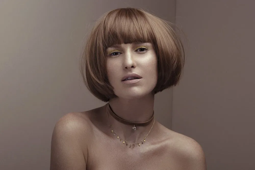 Caramel Brown Leather Choker with Cascading Sapphire Chain and Diamond Solitaire