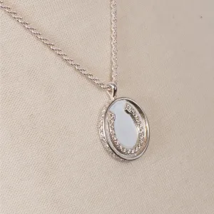 Chauncy Pave Horseshoe Necklace elegant Silver Horseshoe Pendant