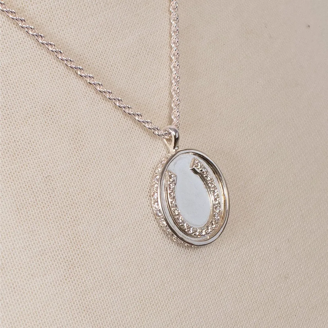 Chauncy Pave Horseshoe Necklace elegant Silver Horseshoe Pendant
