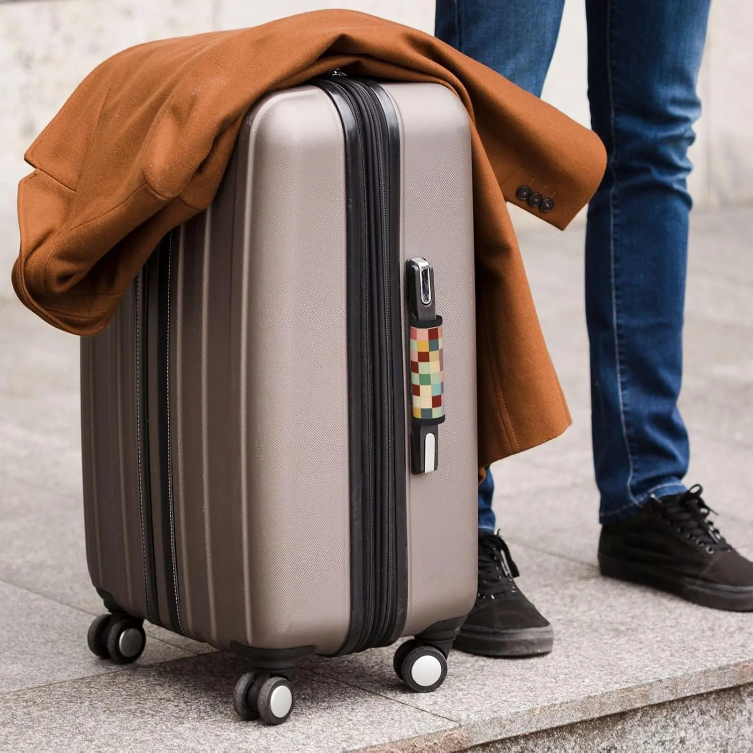 Checkered Colorful Luggage Handles Wrap Grips For Suitcases Luggage Travel Accessories For Airplane 2pcs