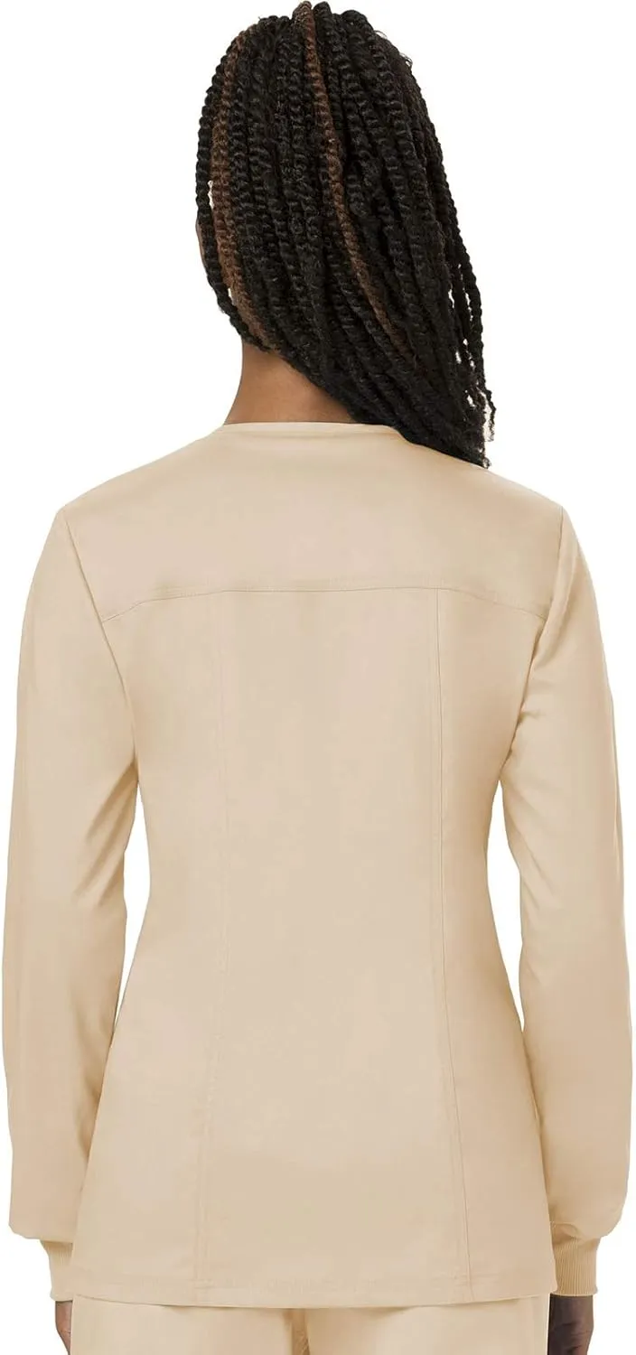 Cherokee Scrub Jackets For Woman, Snap Front with 3 Pockets & 2 way Stretch - WW310