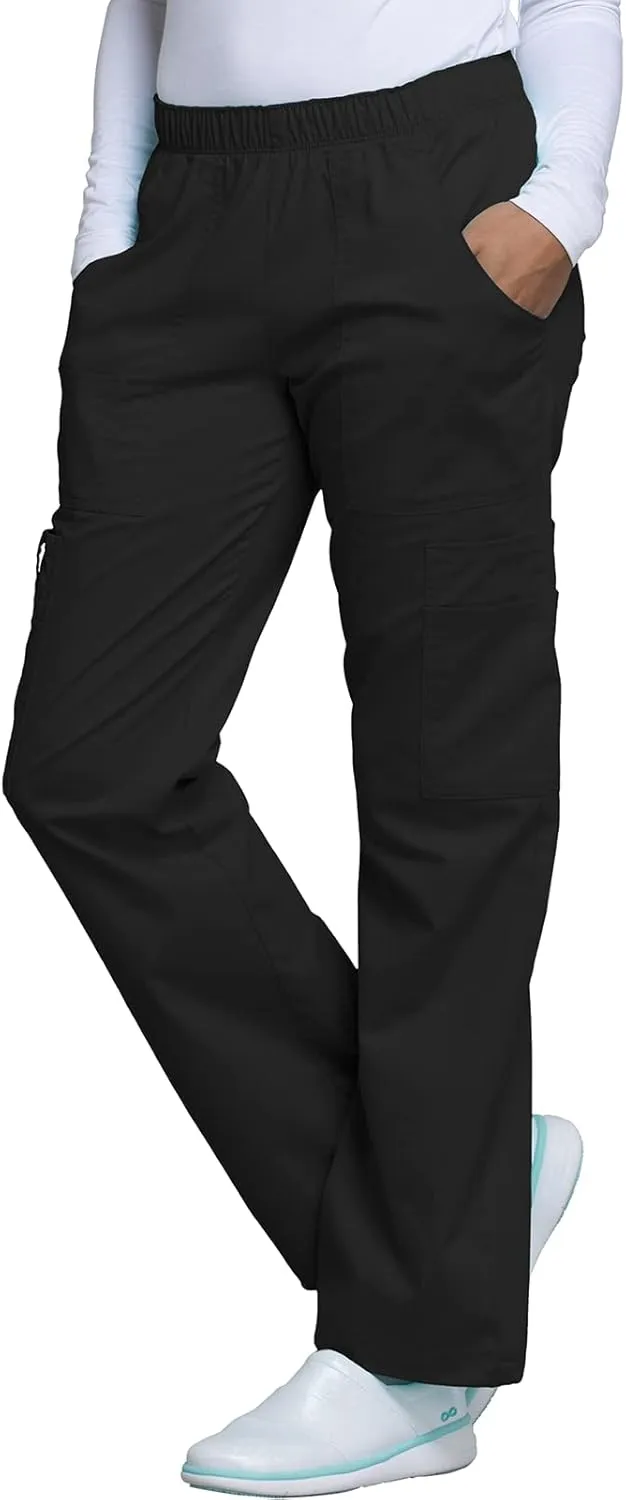 Cherokee Women Scrubs Pant Workwear Core Stretch Mid Rise Pull-On Cargo 4005