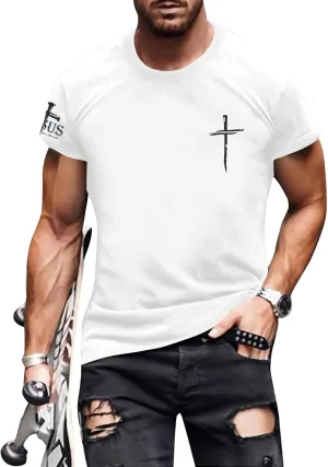 Christian Shirts for Men Oversized Jesus Shirt Faith Cross Graphic Tees God Religious Gifts Short Sleeve Tops
