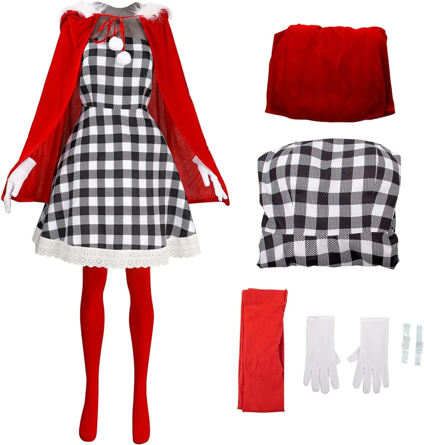 Cindy Lou Who Costume Christmas Costume Women Dress Holiday Party Outfits with Cloak Accessories