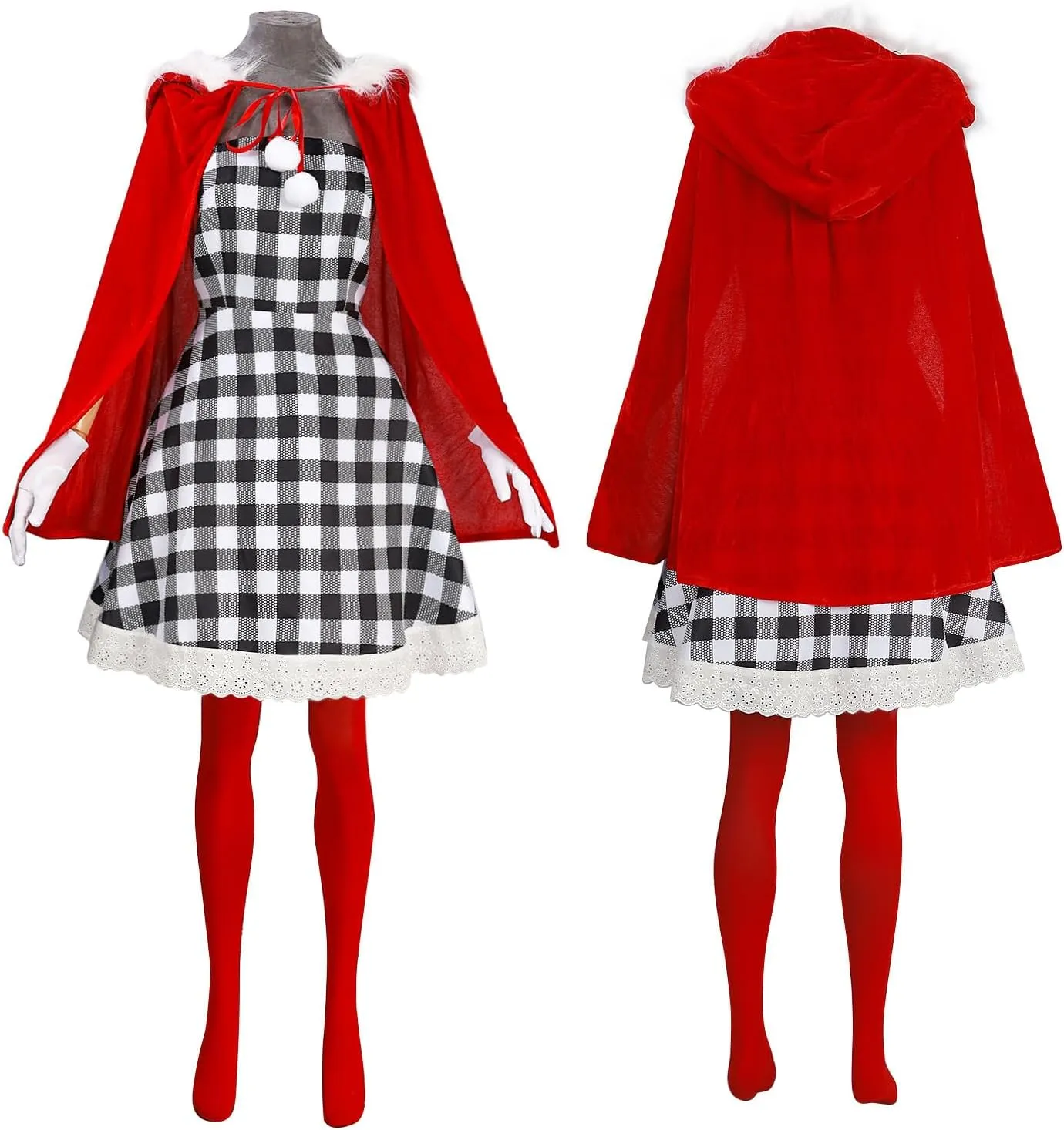 Cindy Lou Who Costume Christmas Costume Women Dress Holiday Party Outfits with Cloak Accessories