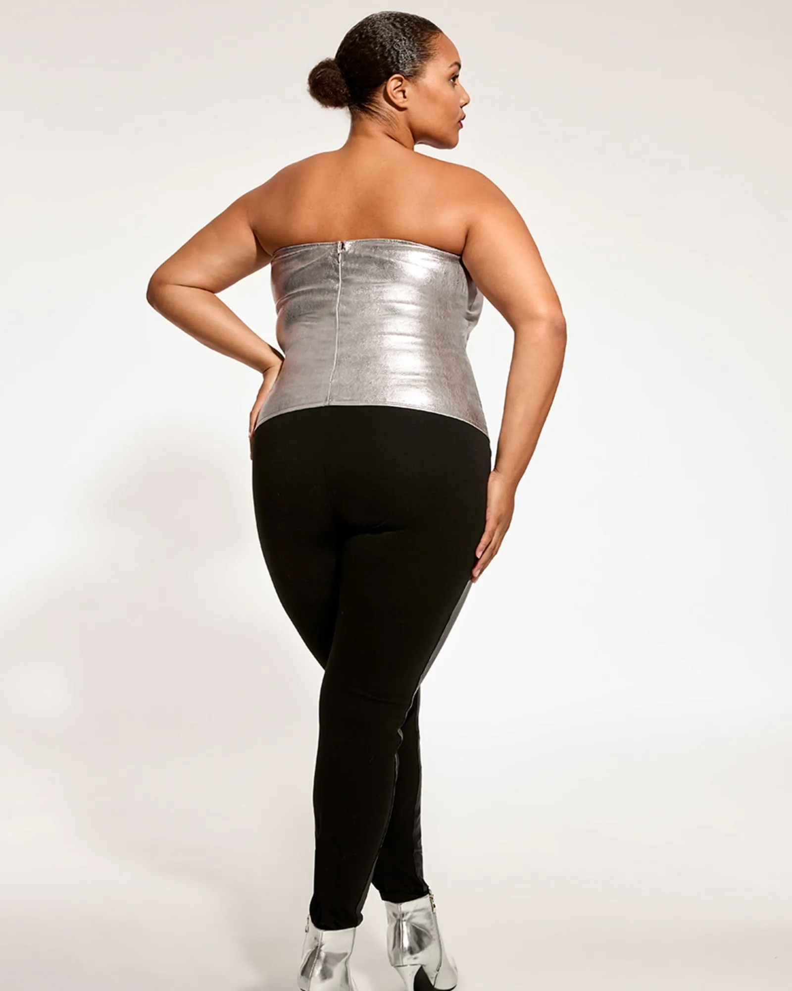 CINEMATIQUE STRETCH LEATHER BUSTIER | Gunmetal
