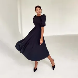 Classy Summer Fashion Puff Sleeve Backless Midi Dresses