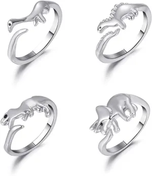 COLORFUL BLING Butterfly Knuckle Stacking Rings Set Knuckle Heart Lightning Dinosaur Adjustable for him and her Couples Friendship Best Friends Matching Promise Love Wedding Jewelry