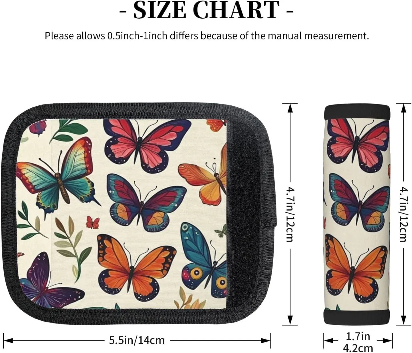 Colorful Butterflies Luggage Handles Wrap Grips For Suitcases Luggage Travel Accessories For Airplane 2pcs
