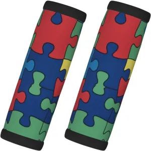 Colorful Puzzle Luggage Handles Wrap Grips For Suitcases Luggage Travel Accessories For Airplane 2pcs