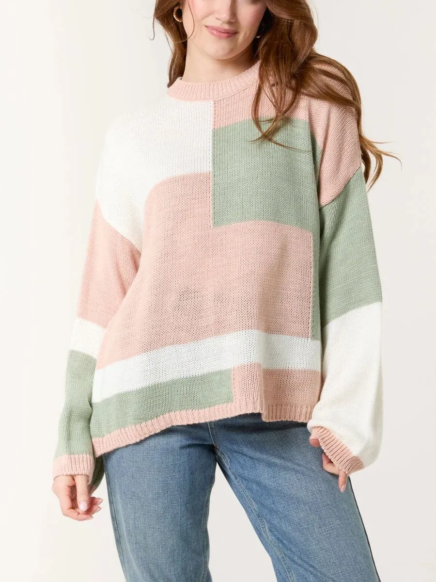 Colour Block Knit Jumper
