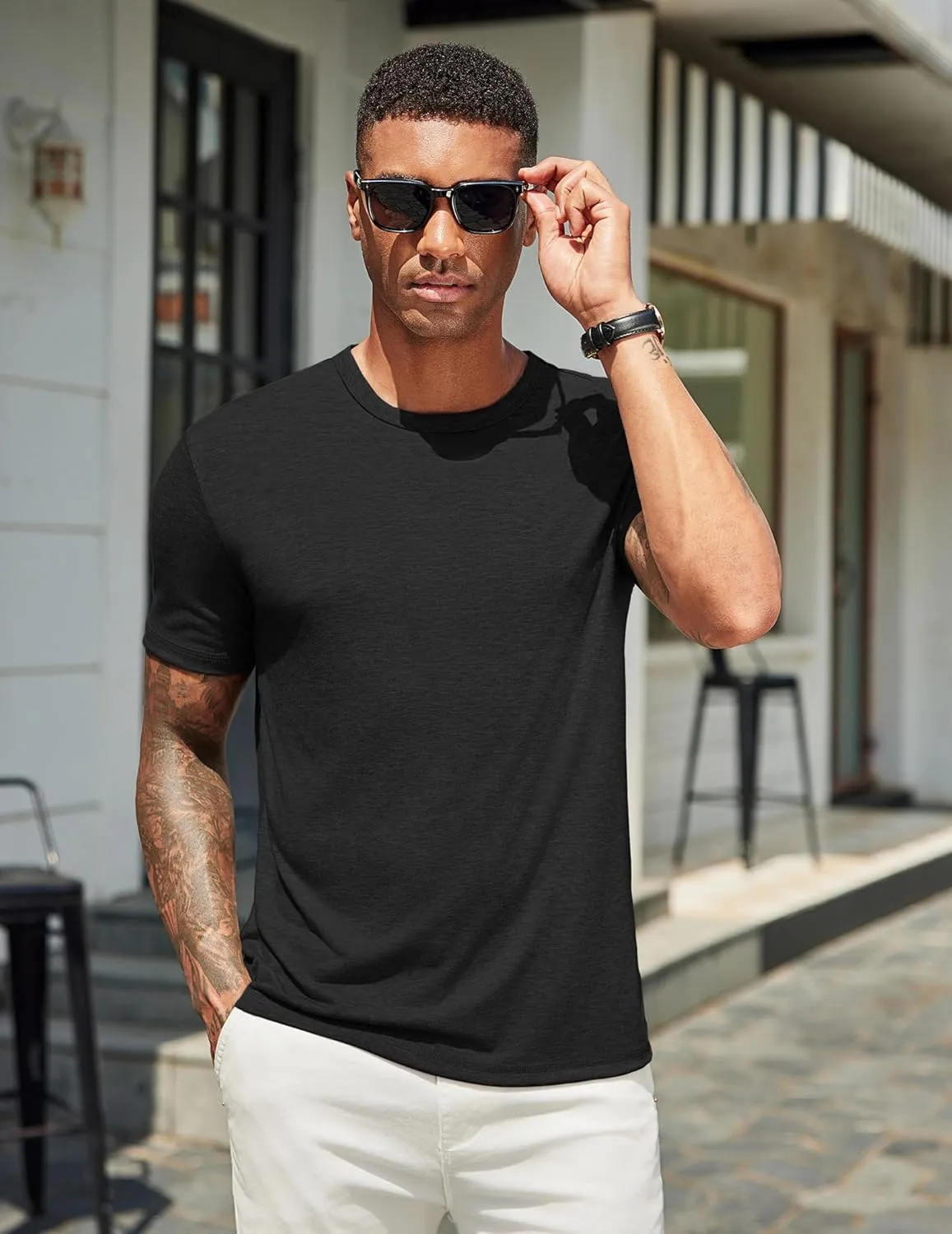 COOFANDY Men's T Shirts Short Sleeve Soft Crew Neck Lightweight Tee Shirts Casual Summer Basic Tops