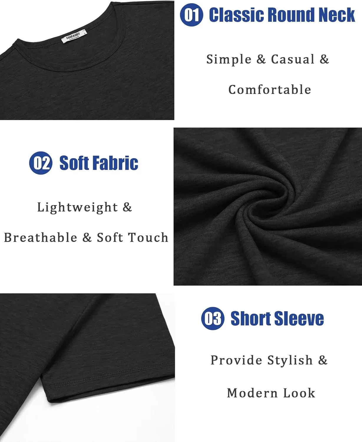 COOFANDY Men's T Shirts Short Sleeve Soft Crew Neck Lightweight Tee Shirts Casual Summer Basic Tops