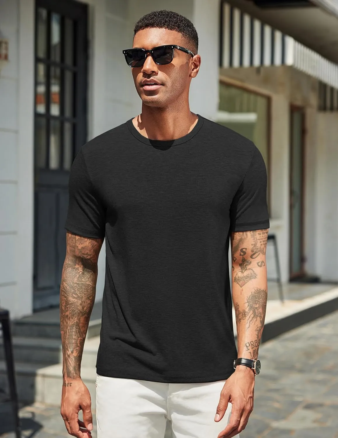 COOFANDY Men's T Shirts Short Sleeve Soft Crew Neck Lightweight Tee Shirts Casual Summer Basic Tops