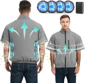 Cooling Vest for Men with 10000mAh Battery Pack, 4PCS Fan 7.4V Electric Cooling Air-Conditioned Clothing Vest Jacket