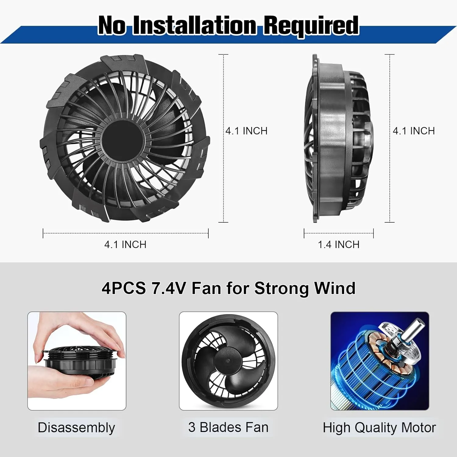 Cooling Vest for Men with 10000mAh Battery Pack, 4PCS Fan 7.4V Electric Cooling Air-Conditioned Clothing Vest Jacket